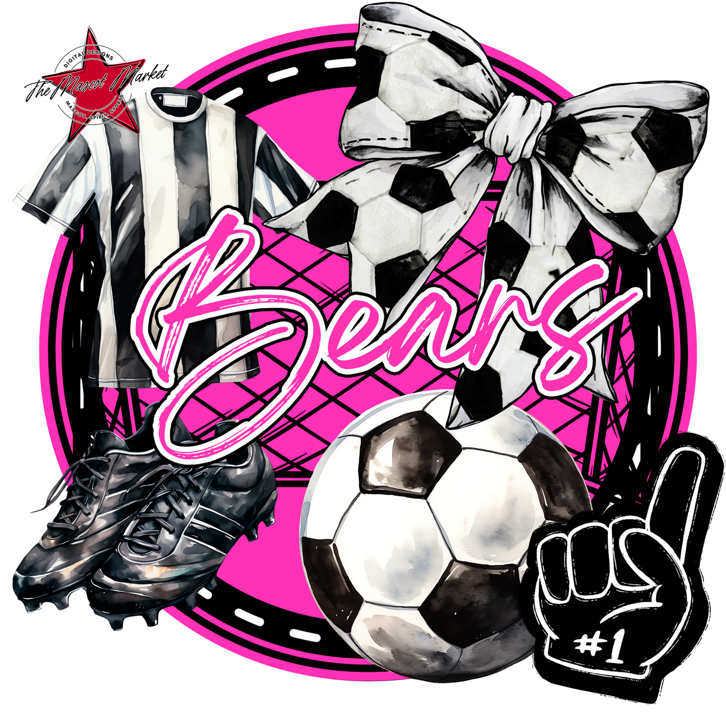 Bears Circle Soccer Design-Pink