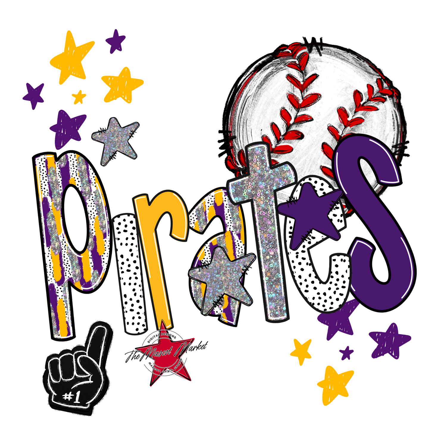 Pirates Baseball Scrape-Purple-Yellow