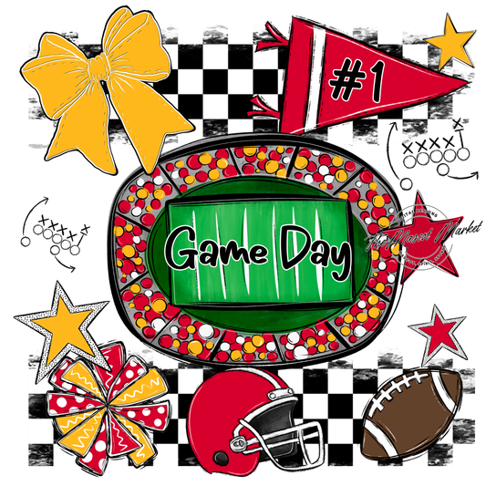 Game Day Checkers Spirit Design-Red-Yellow