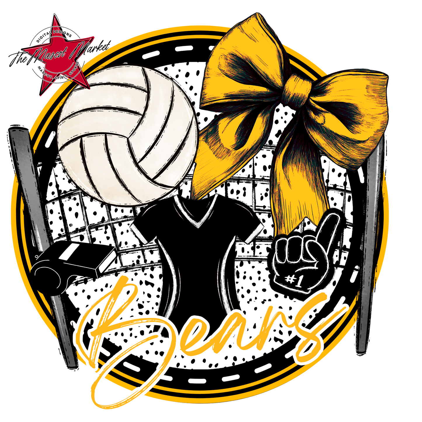 Bears Circle Volleyball Design-Yellow