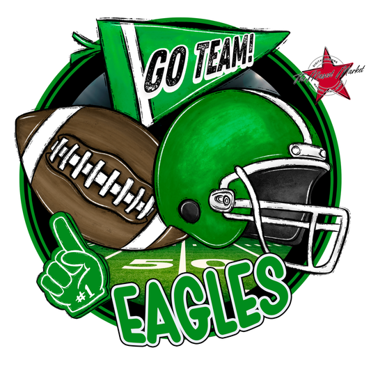 Eagles Circle Football Design-Bright Green