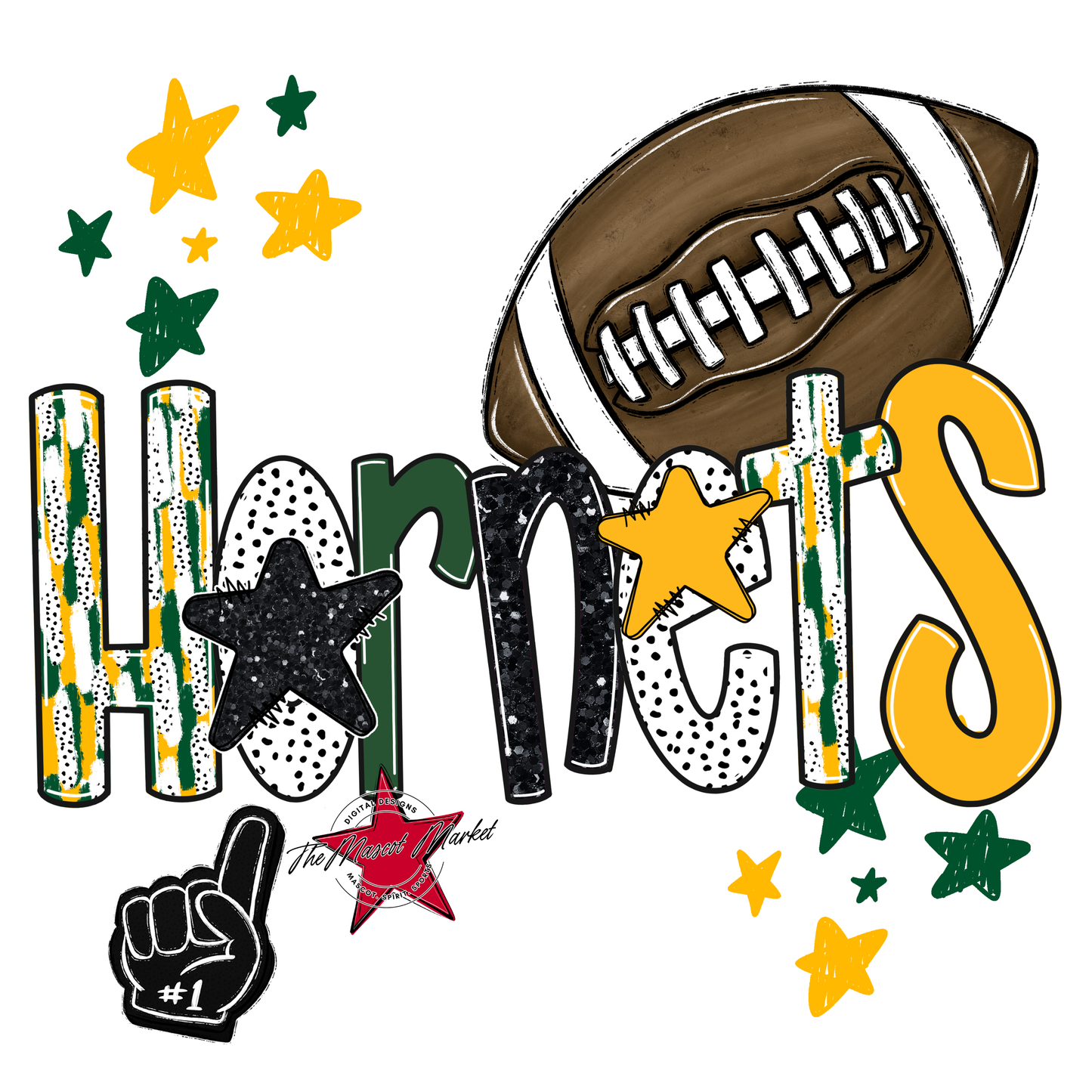 Hornets Football Scrape-Green-Yellow