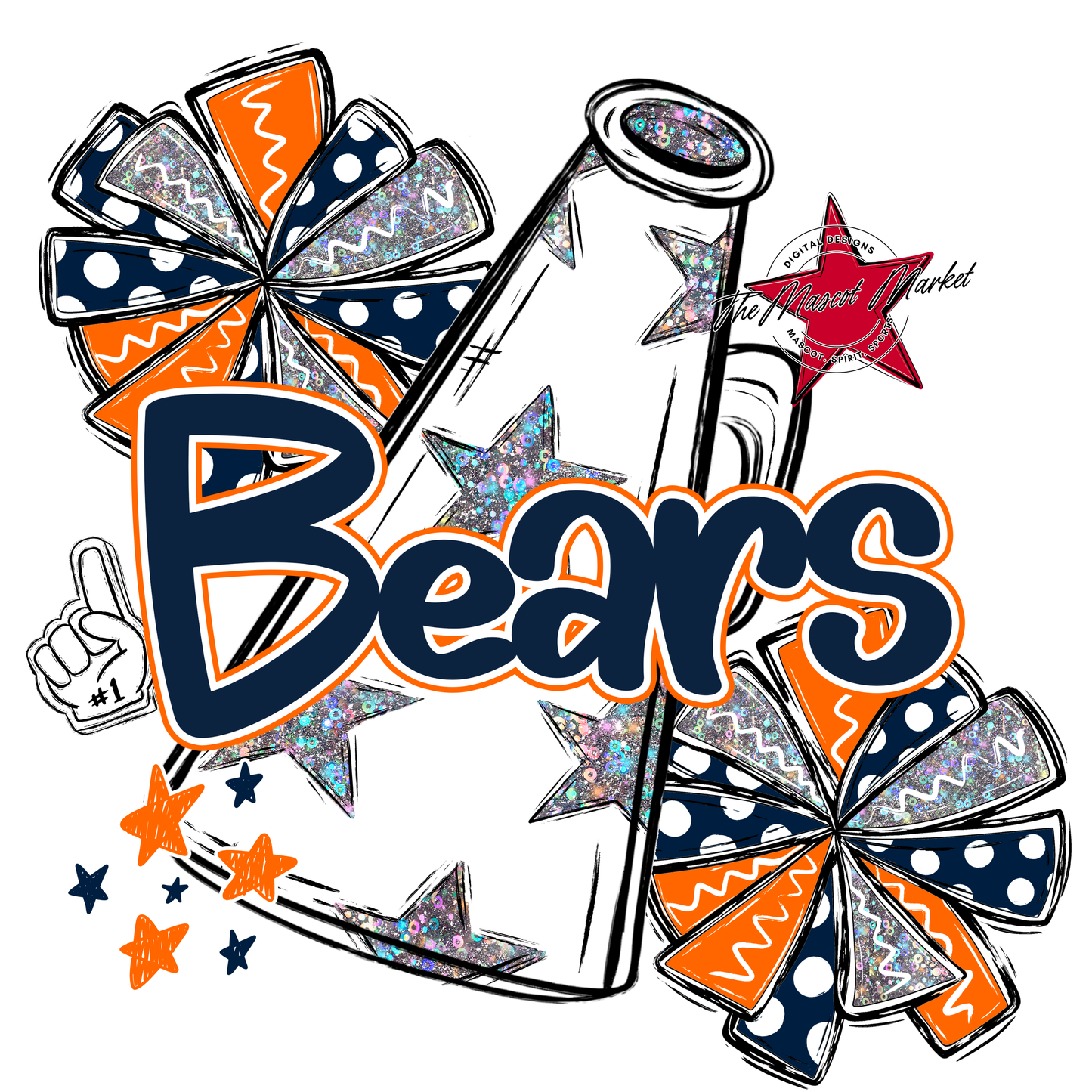 Bears Megaphone Alpha Design-Navy-Orange