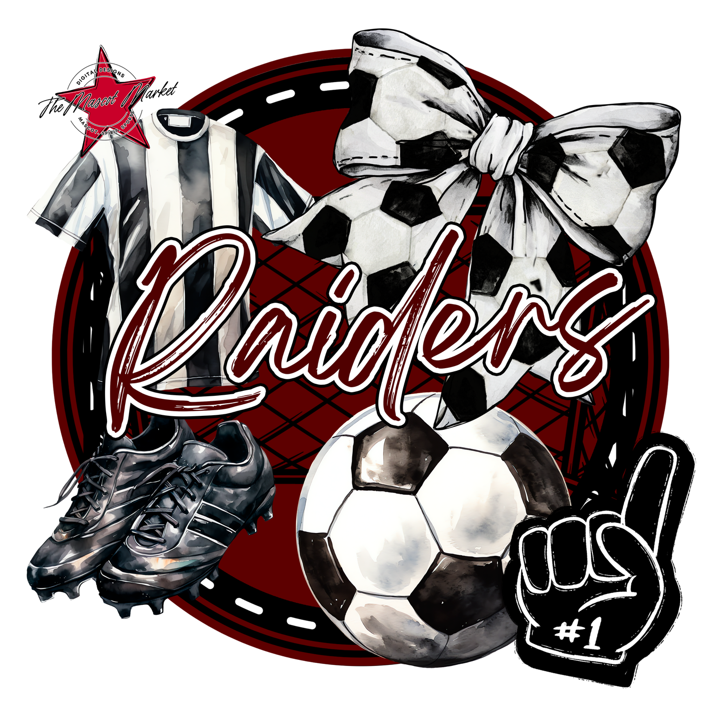 Raiders Circle Soccer Design-Maroon