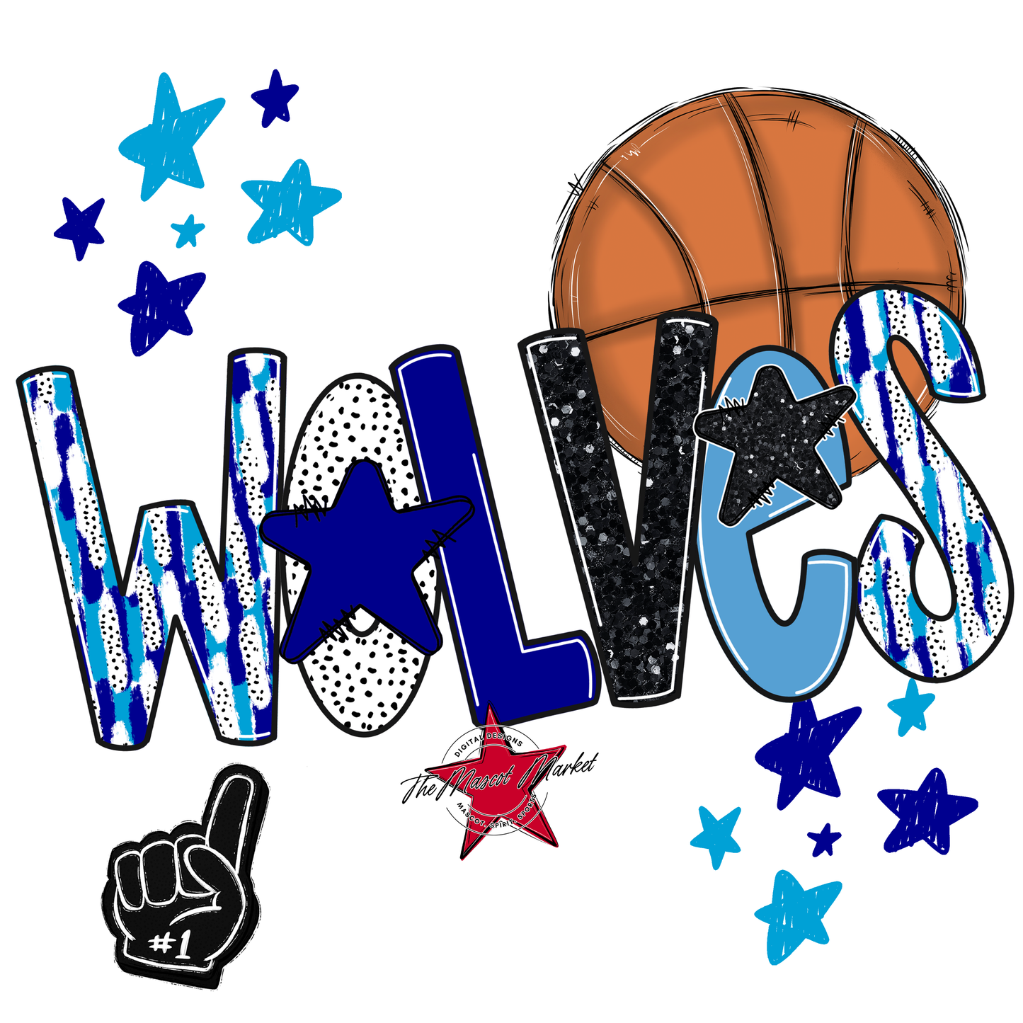 Wolves Basketball Scrape-Blue-Carolina Blue