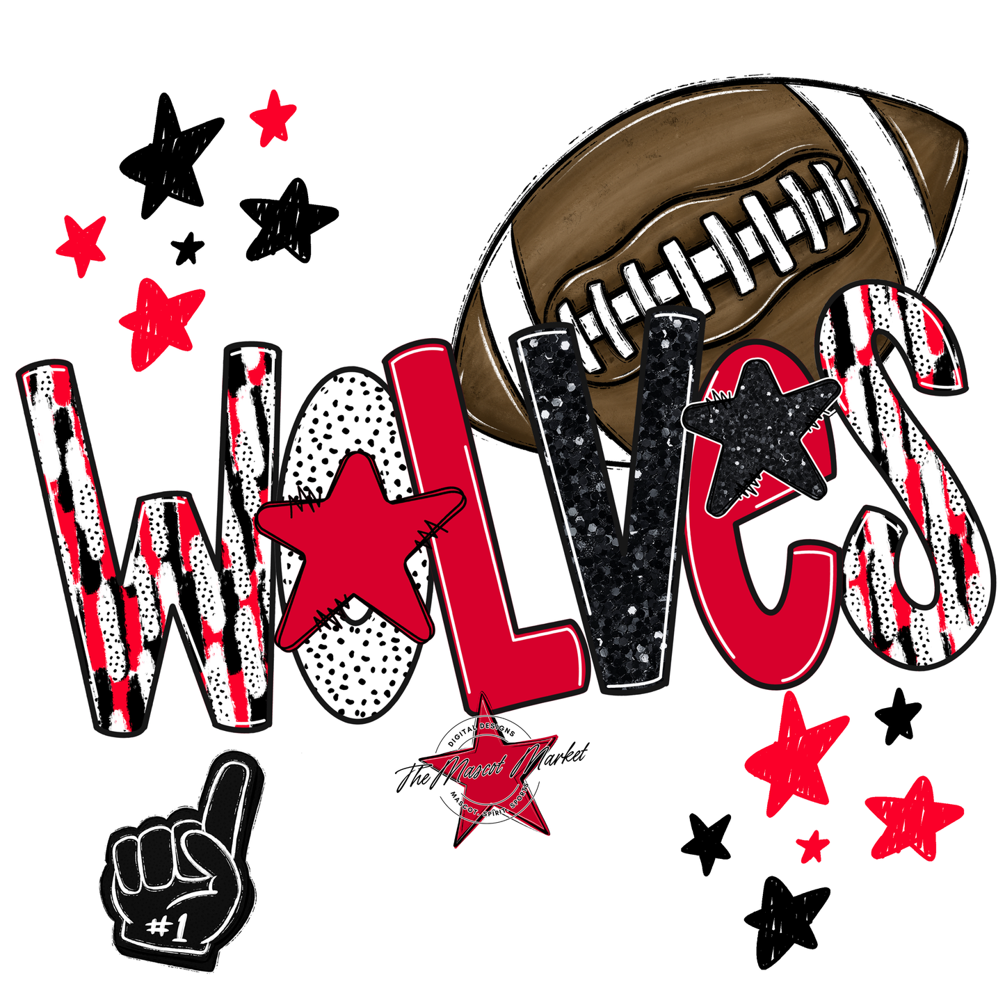 Wolves Football Scrape-Red