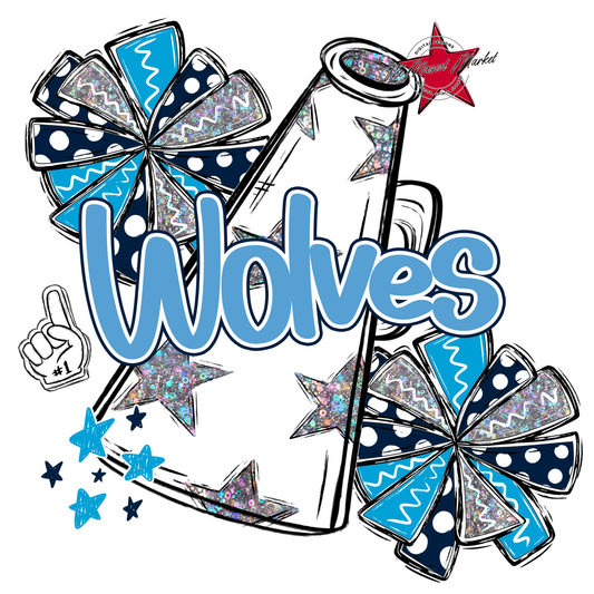 Wolves Alpha Megaphone Design-Navy-Carolina Blue