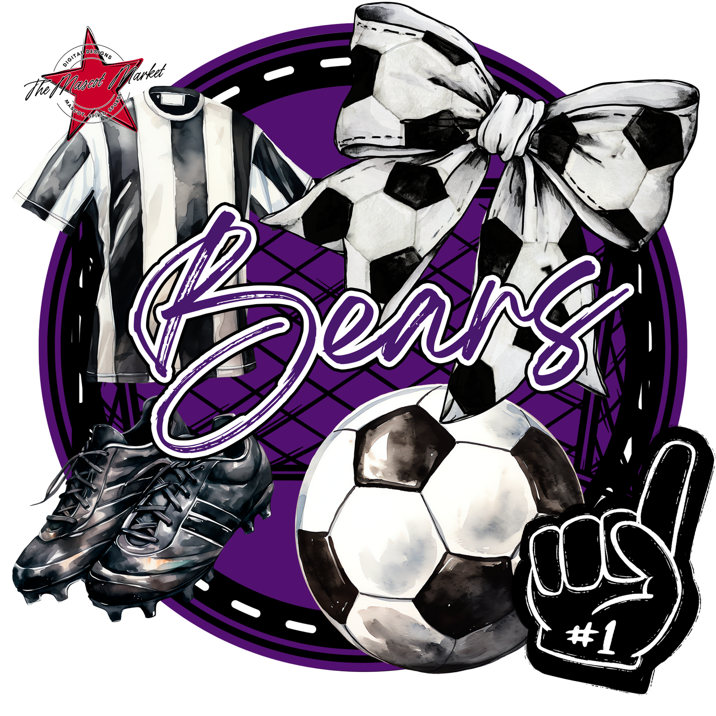 Bears Circle Soccer Design-Purple