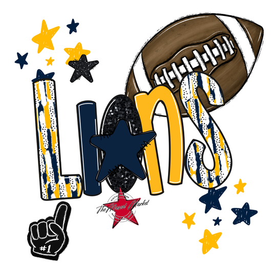 Lions Football Scrape-Navy-Yellow