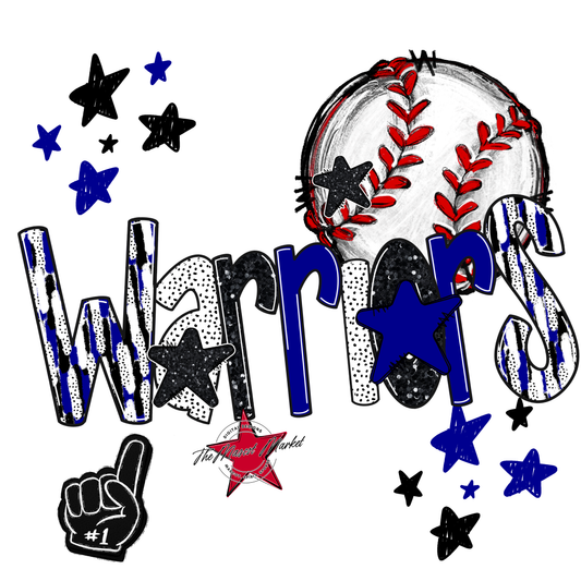 Warriors Baseball Scrape-Blue