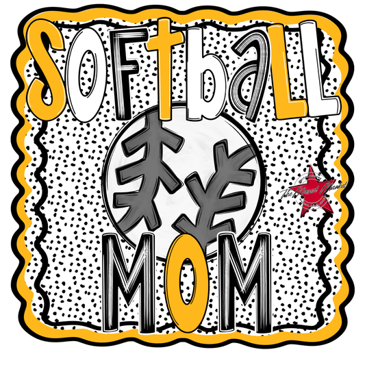 Softball Mom Dot Design-Yellow