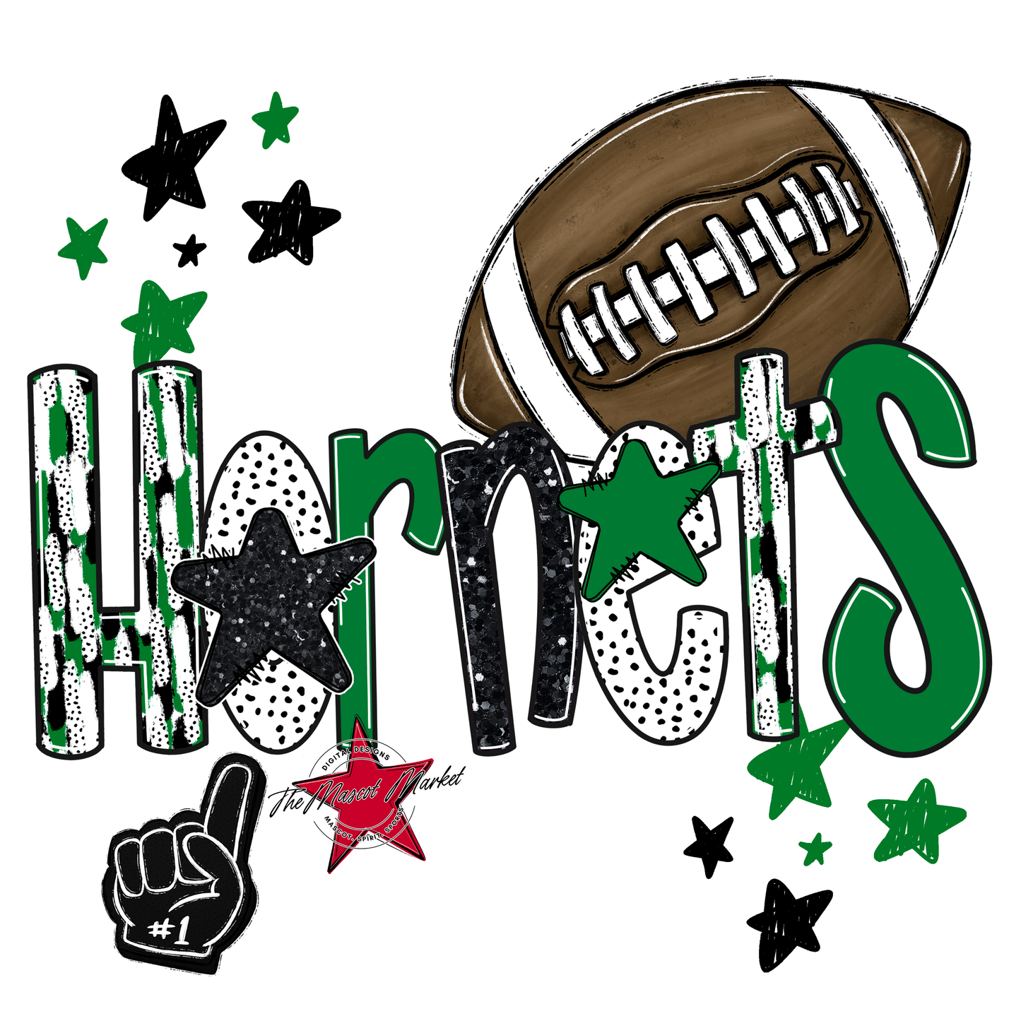 Hornets Football Scrape-Kelly Green