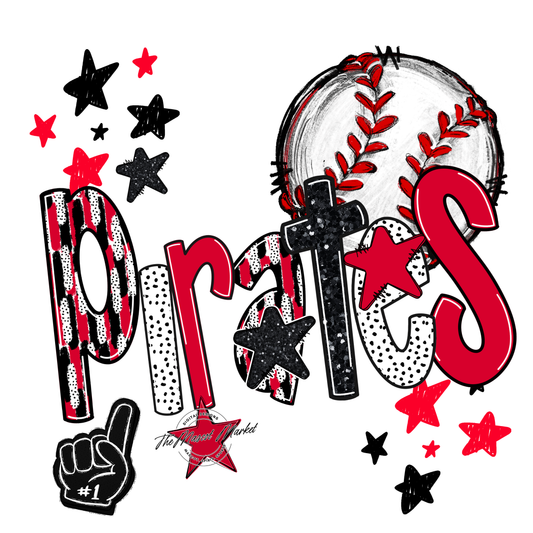 Pirates Baseball Scrape-Red