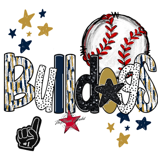 Bulldogs Baseball Scrape-Navy-Gold