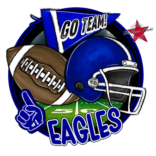 Eagles Circle Football Design-Blue