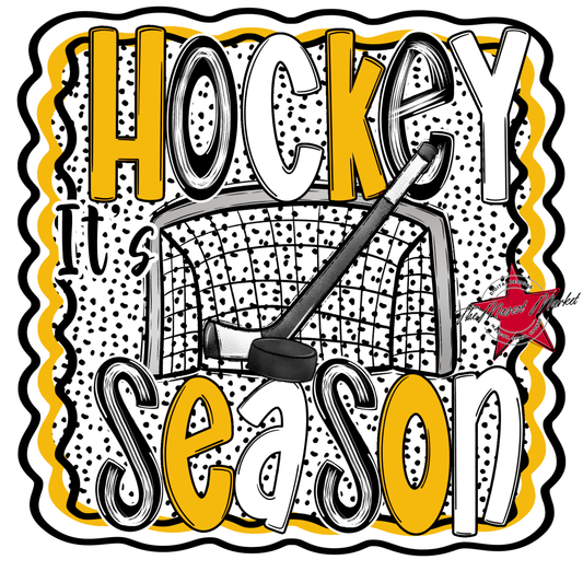 It's Hockey Season Dot Design-Yellow