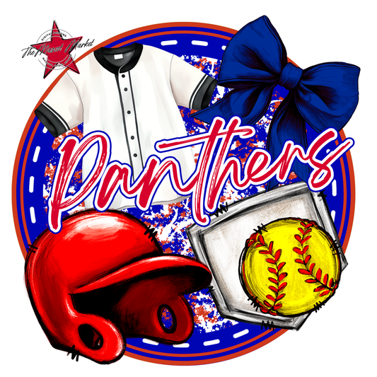 Panthers Circle Softball Design-Blue-Red