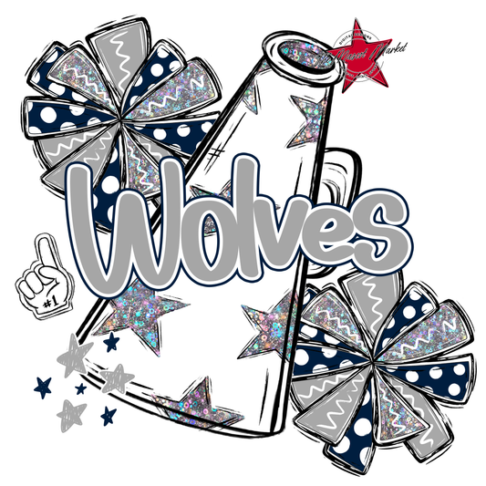 Wolves Alpha Megaphone Design-Navy-Grey
