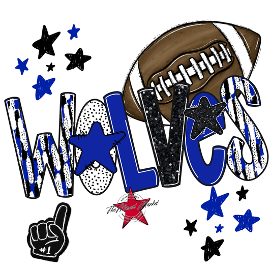 Wolves Football Scrape-Royal Blue