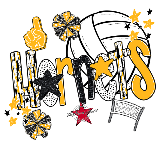 Hornets Volleyball Scrape-Yellow