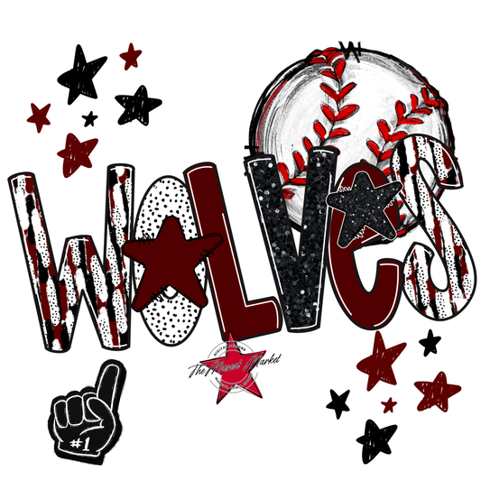 Wolves Baseball Scrape-Maroon