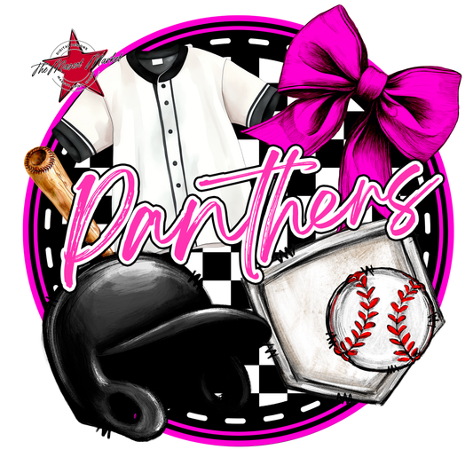 Panthers Circle Baseball Design-Pink