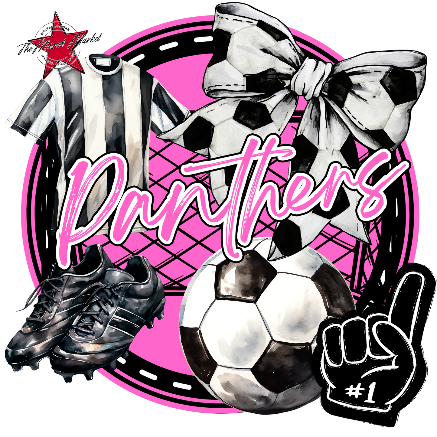 Panthers Circle Soccer Design-Baby Pink