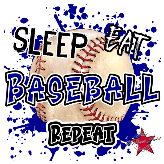 Eat Sleep Baseball Repeat Design-Royal Blue