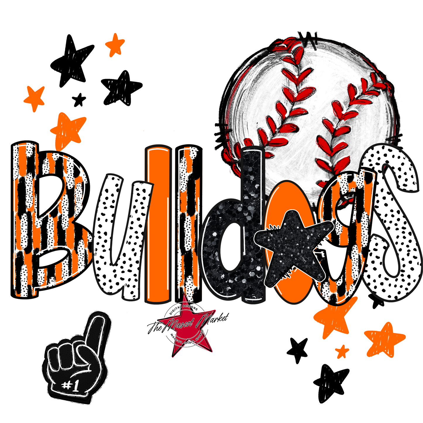 Bulldogs Baseball Scrape-Orange