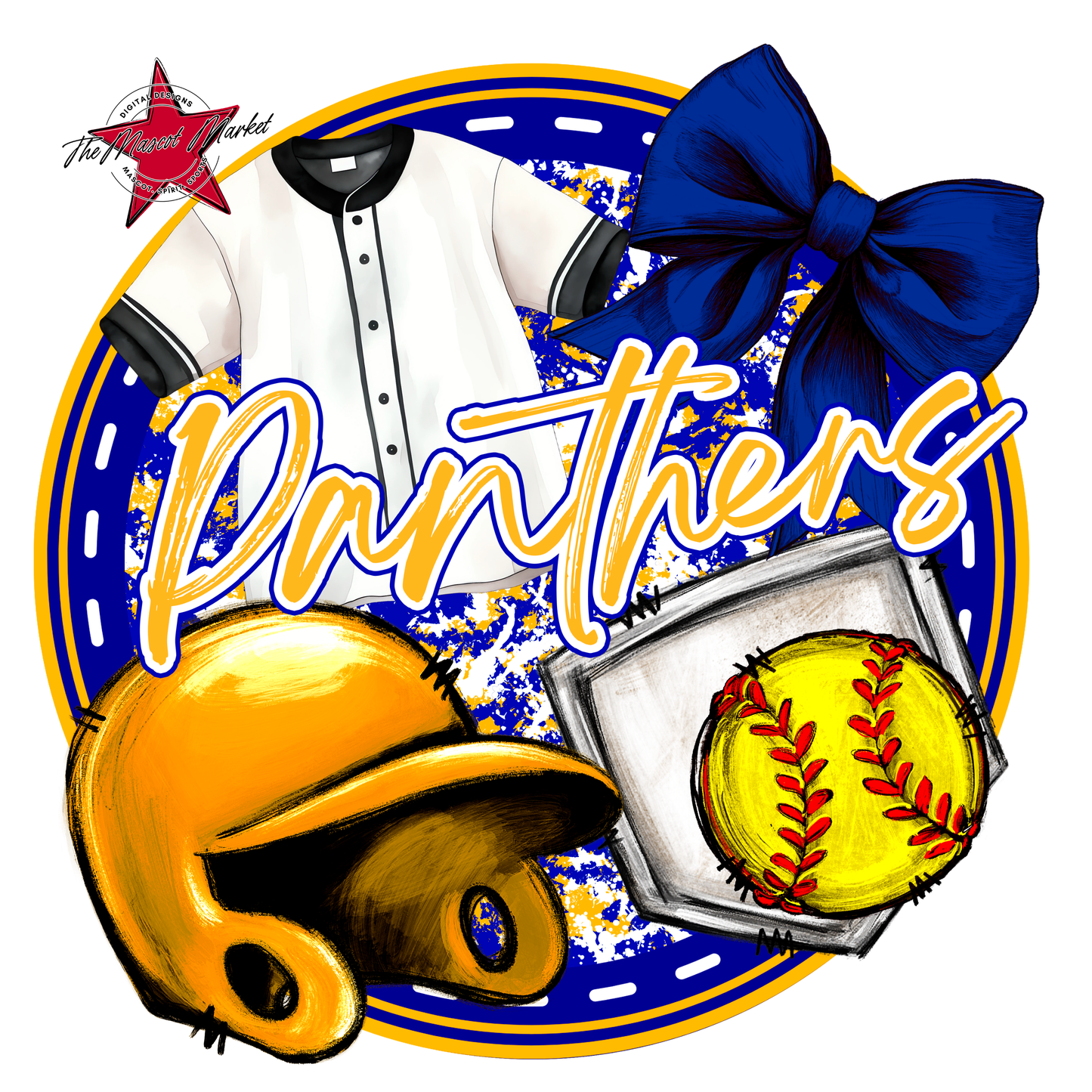 Panthers Circle Softball Design-Blue-Yellow