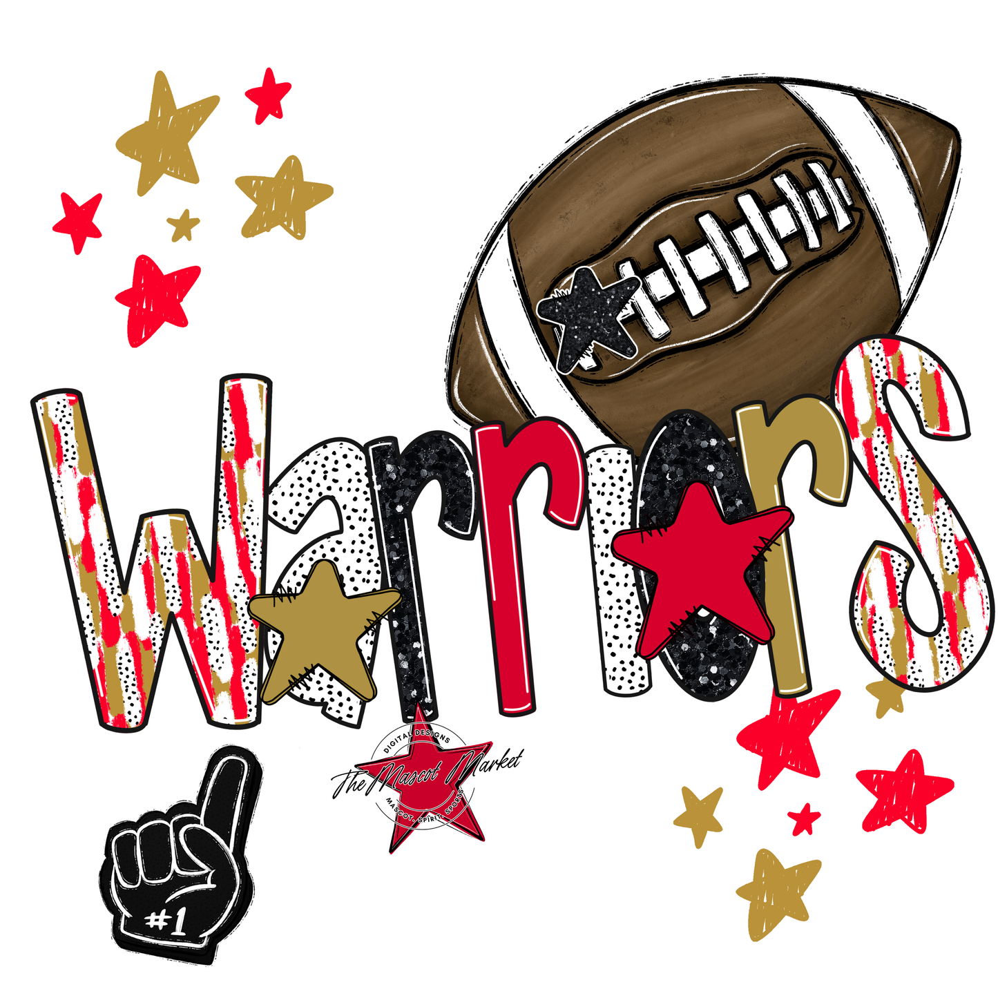 Warriors Football Scrape-Red-Gold