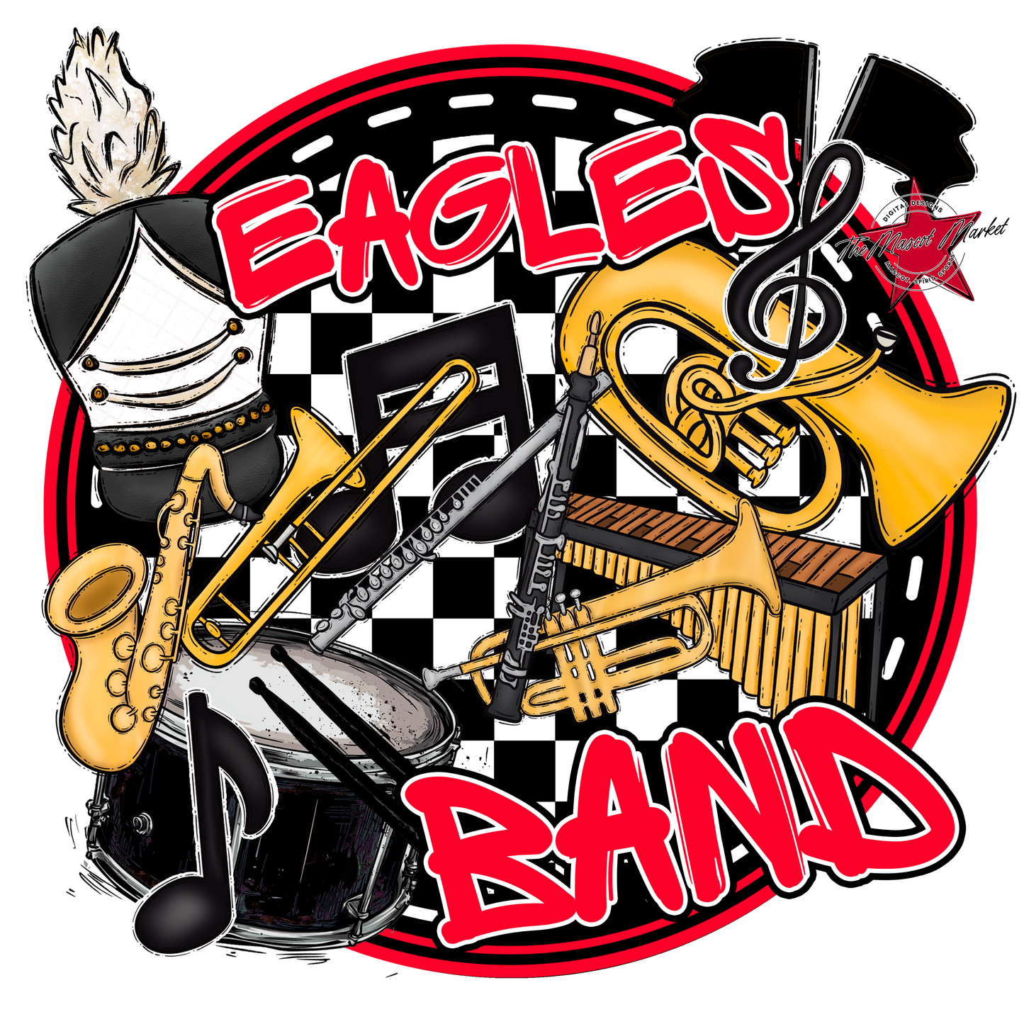 Eagles Circle Band Design-Bright Red