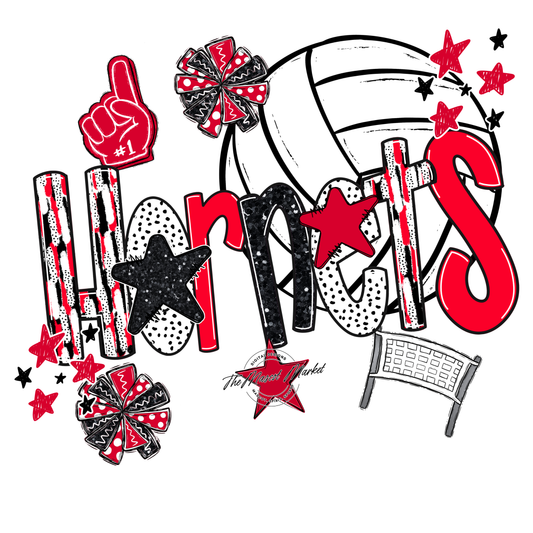Hornets Volleyball Scrape-Red