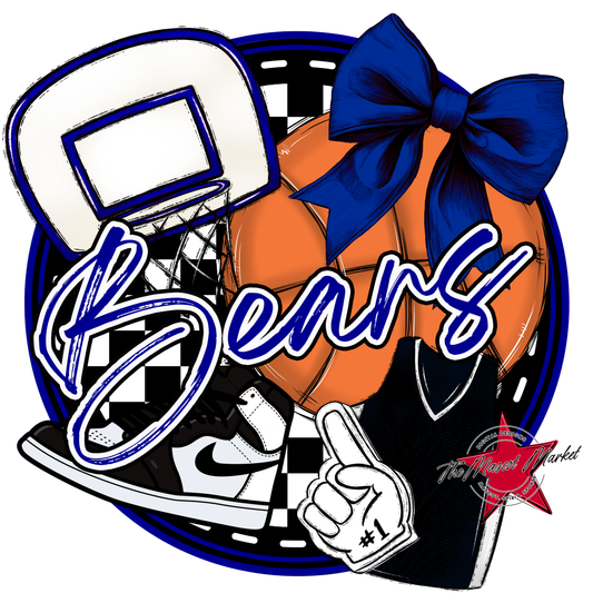 Bears Circle Basketball Design-Blue
