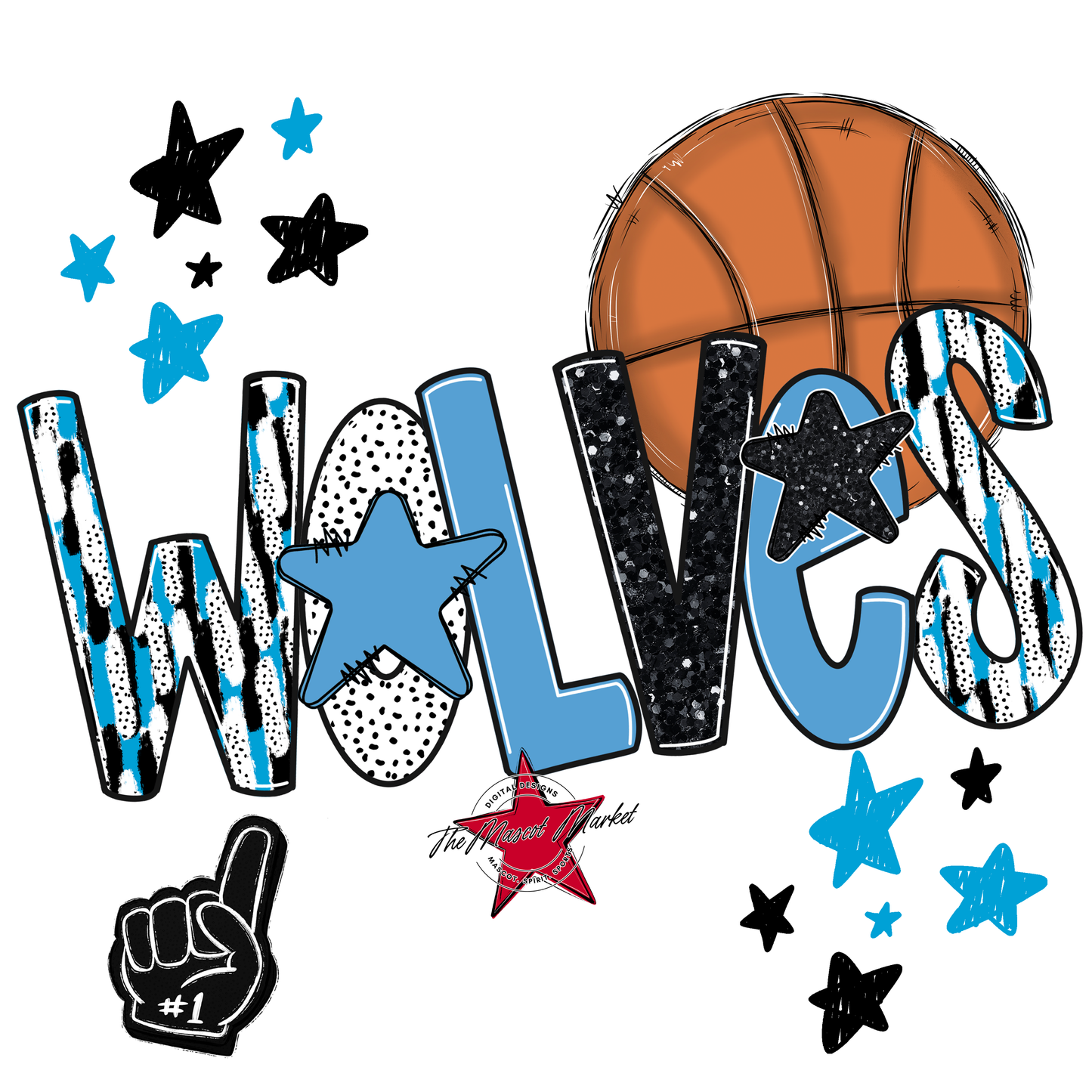 Wolves Basketball Scrape-Carolina Blue