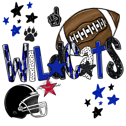 Wildcats Football Scrape-Royal Blue