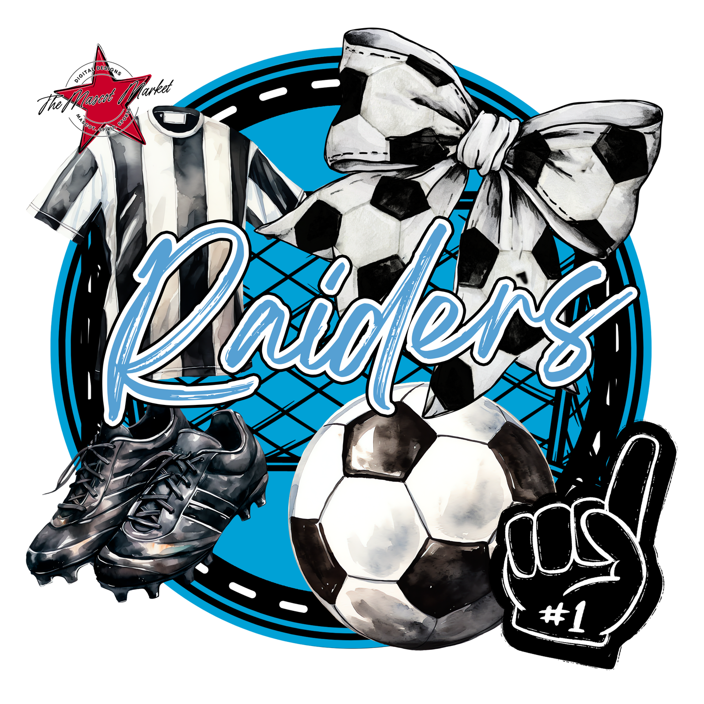 Raiders Circle Soccer Design-Carolina Blue