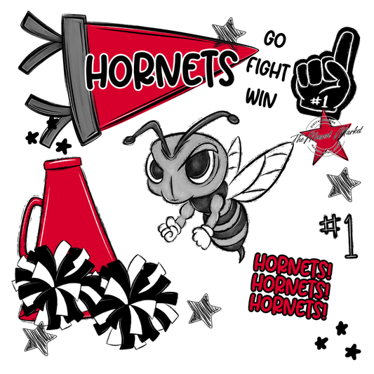 Hornets Mixed Mascot Spirit Design-Red
