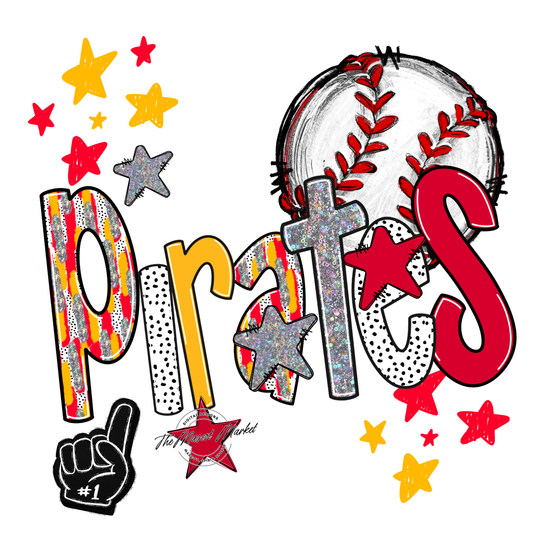 Pirates Baseball Scrape-Red-Yellow