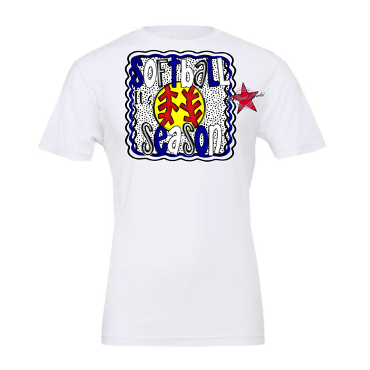 It's Softball Season Dot Design-Blue