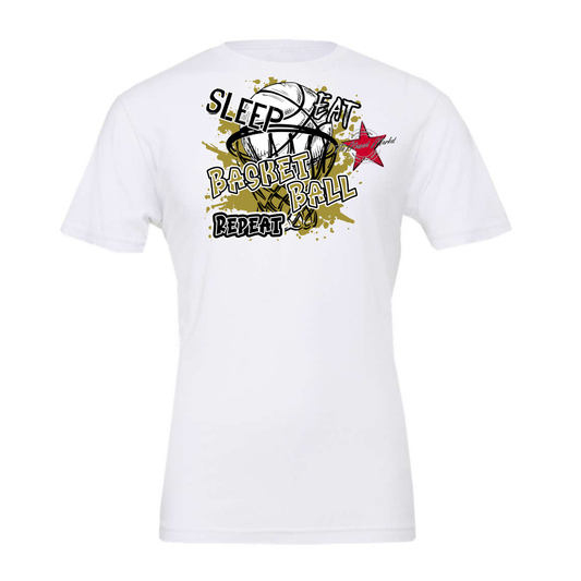 Eat Sleep Basketball Repeat Design-Gold