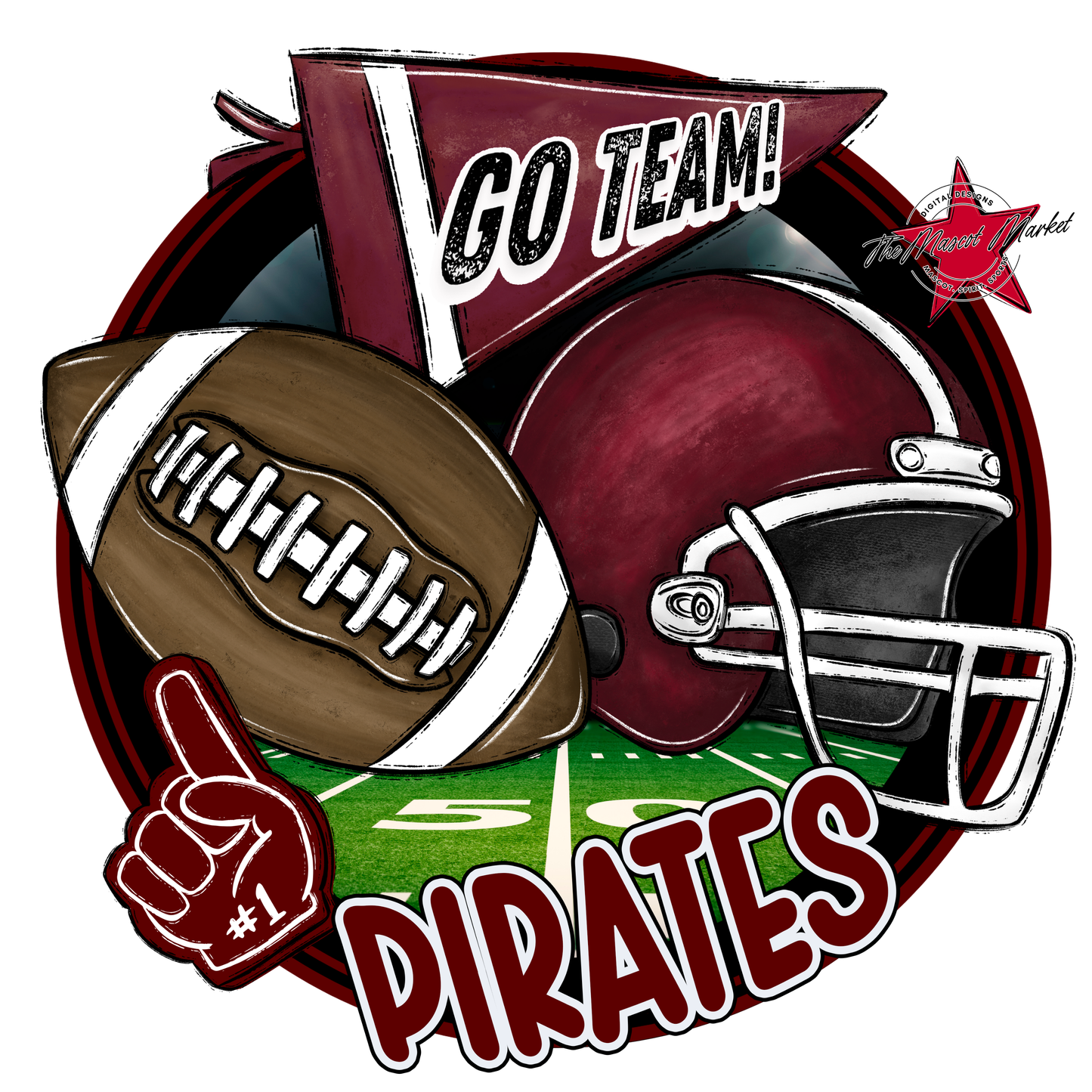 Pirates Circle Football Design-Maroon