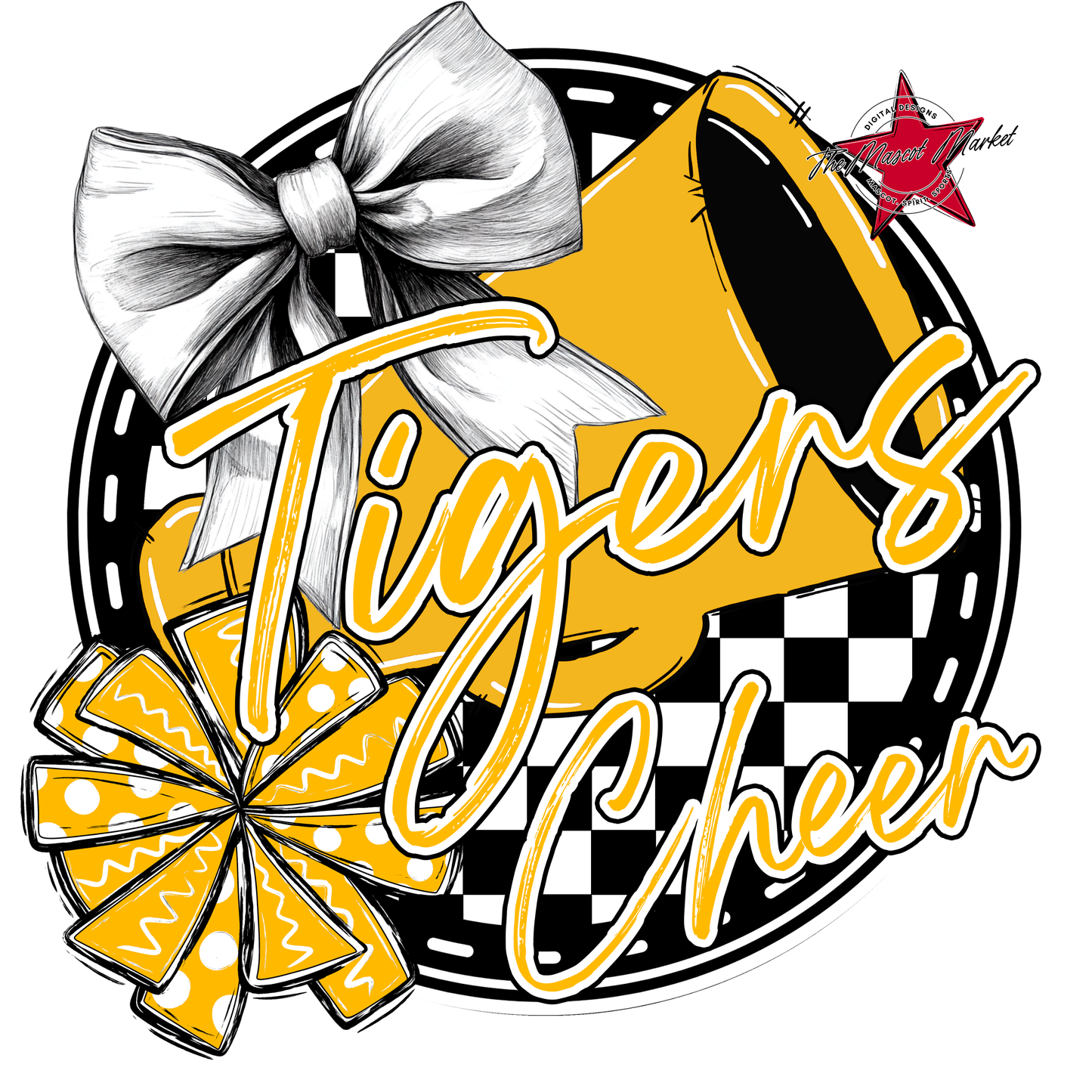 Tigers Circle Cheer Design-Yellow