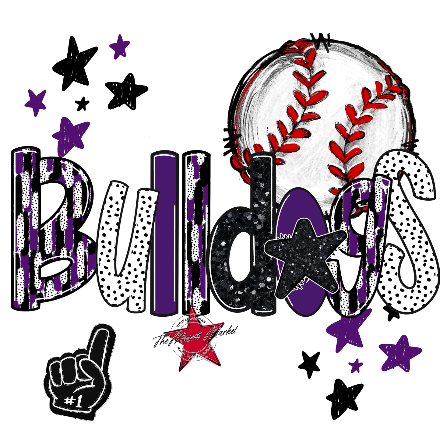 Bulldogs Baseball Scrape-Purple