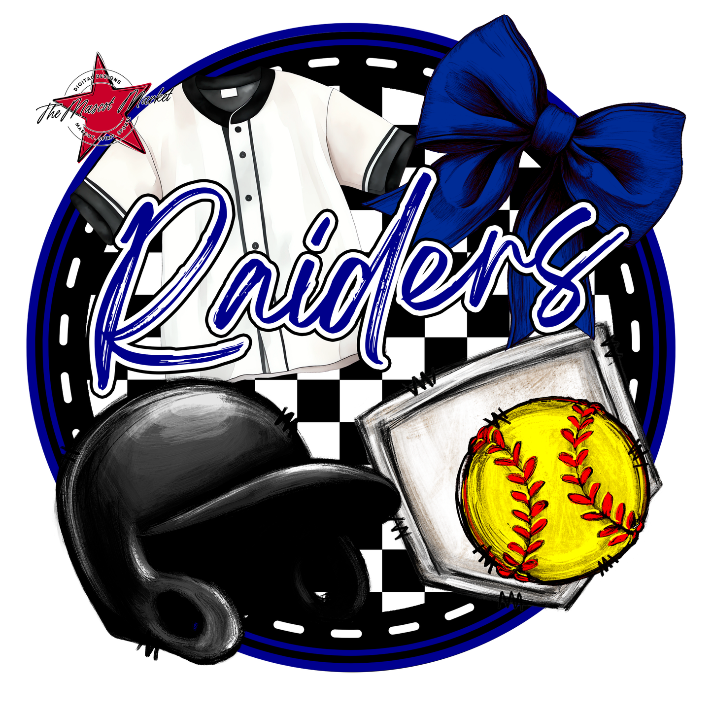 Raiders Circle Softball Design-Blue
