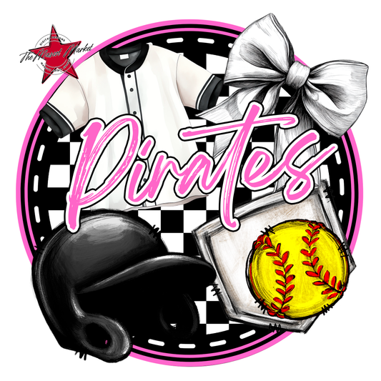 Pirates Circle Softball Design-Baby Pink