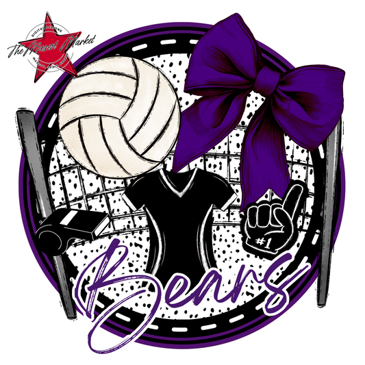 Bears Circle Volleyball Design-Purple