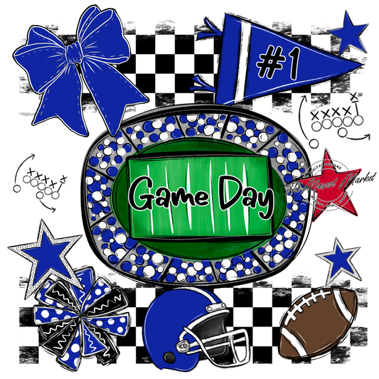 Game Day Checkers Spirit Design-Royal Blue