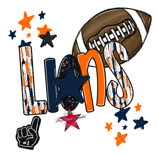 Lions Football Scrape-Navy-Orange