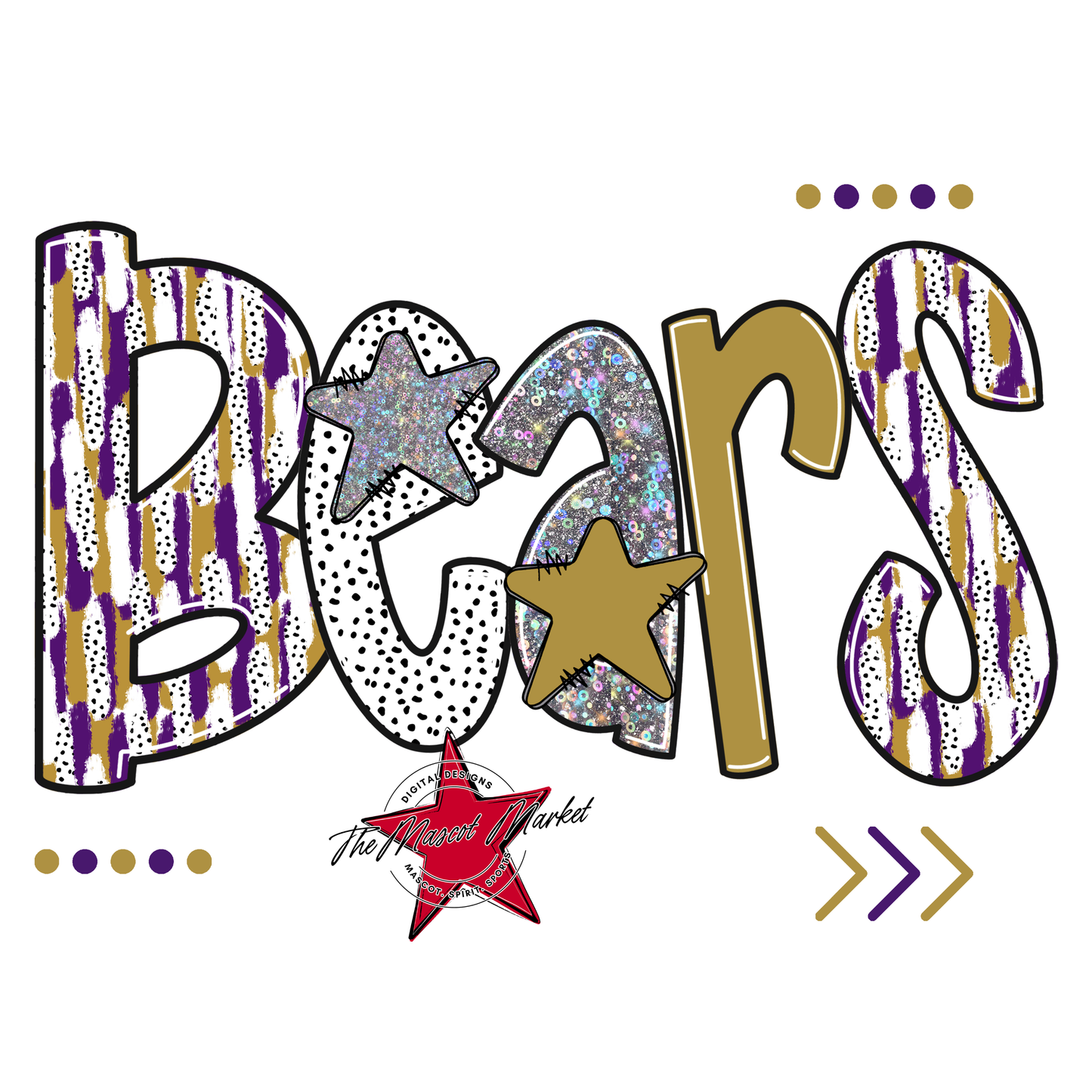 Bears Brushstroke Alpha Design-Purple-Gold